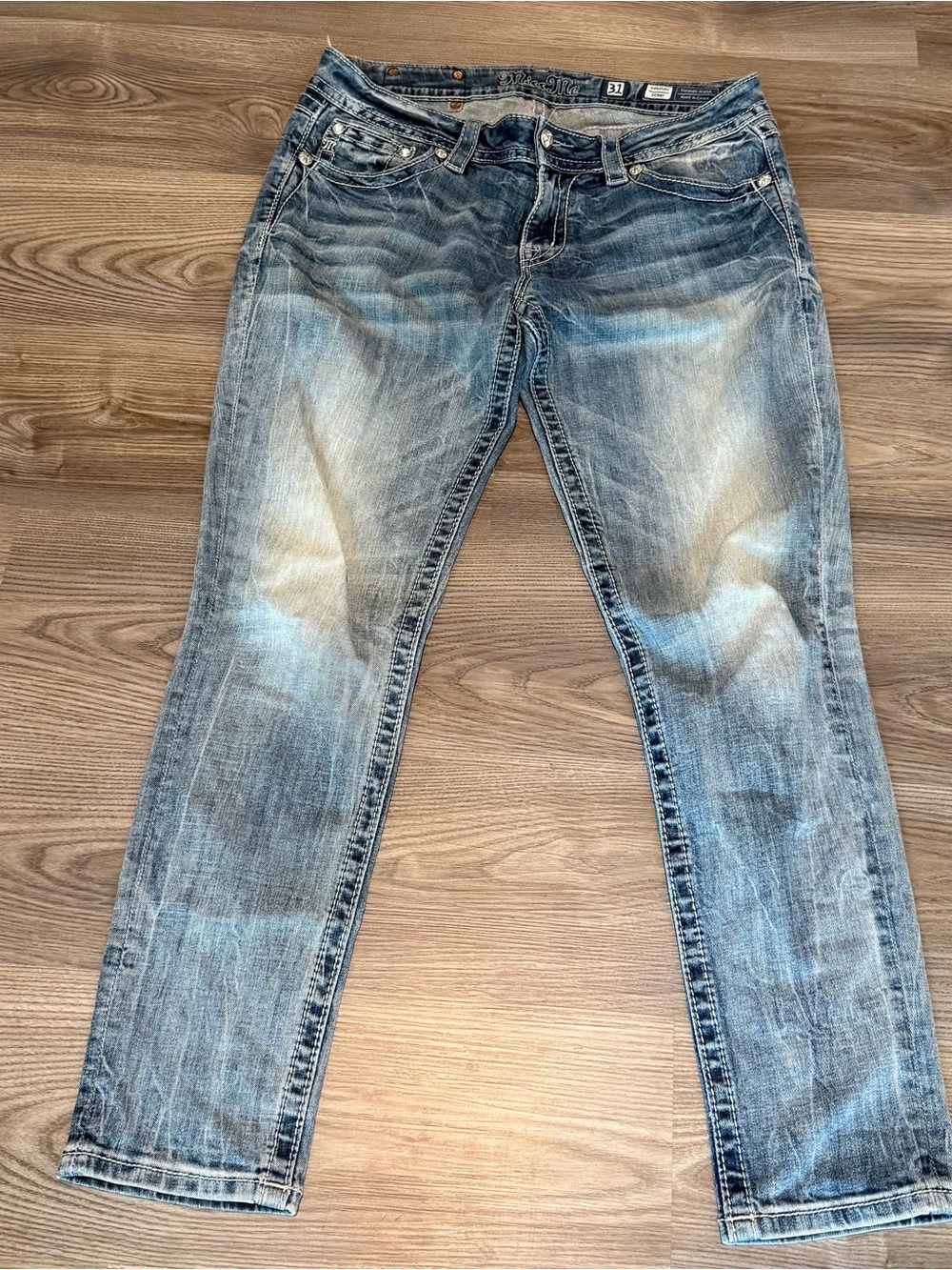 Miss Me Signature Skinny Denim Jean Low Rise Embellished Women’s size 31 x 29